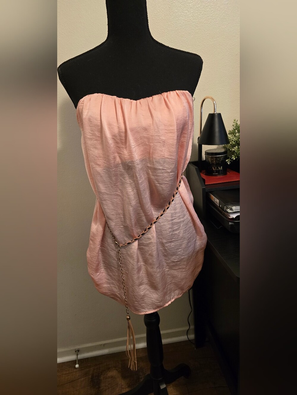 Trac Strapless Blush Pink Satin-Look Mini Dress